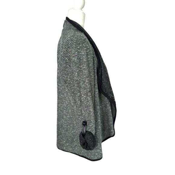 NY Collection Open Front Cardigan Jacket Petite Large PL Roll Tab Sleeve Grey - Picture 4 of 8